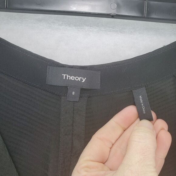 8 32x30 Theory Hammered Viscose PJ Pants Womens Black Rayon Wide Leg Career Work - Picture 5 of 10